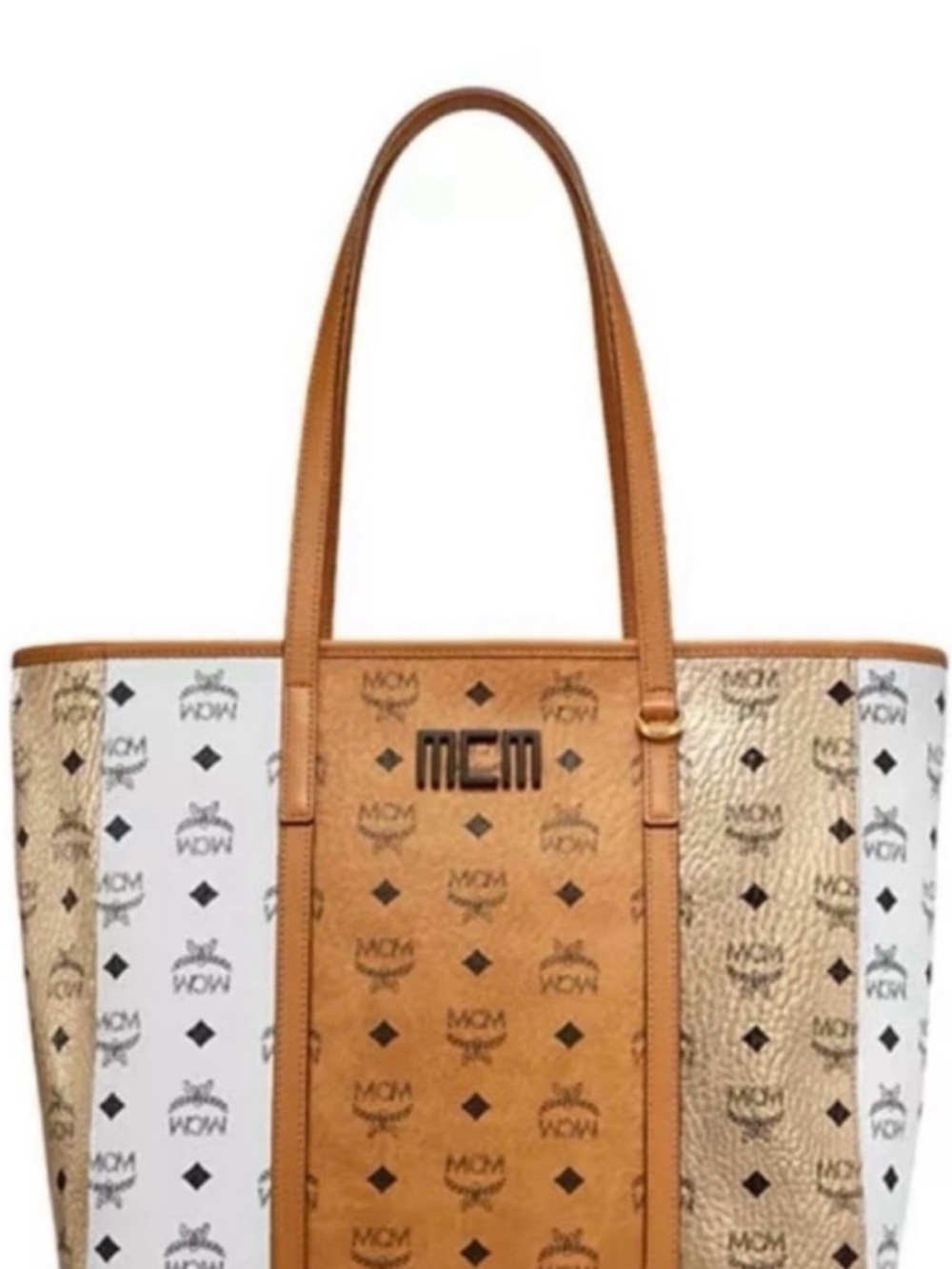 MCM Cognac and Ivory Visetos Large Tote with Matching Zip Wallet - Picture 8 of 12